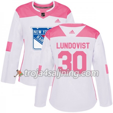 New York Rangers tröja Henrik Lundqvist 30 Vit 2017-2018 Adidas Rosa Fashion Authentic - Dame NHL Tröjor